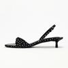 Fashion Luxury Satin Kitten Heel Women's Sandals Fashion Open Toe Back Strap High Heels Elegant Polka Dot Decoration Summer Casual Shoes