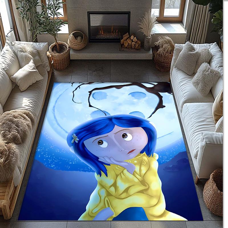 Coraline Printed Crystal Velvet Area Rug, Soft Anti-Slip Water Absorbent Floor Mat for Living Room Bedroom