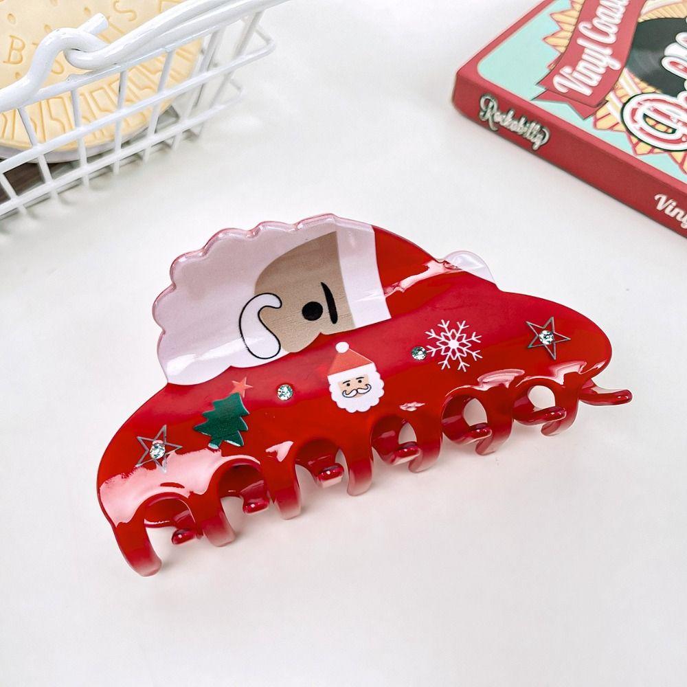 Penguin Christmas Elk Hair Claw PVC Snowman Hair Clip Cute Santa Claus Shark Clip Wash Face