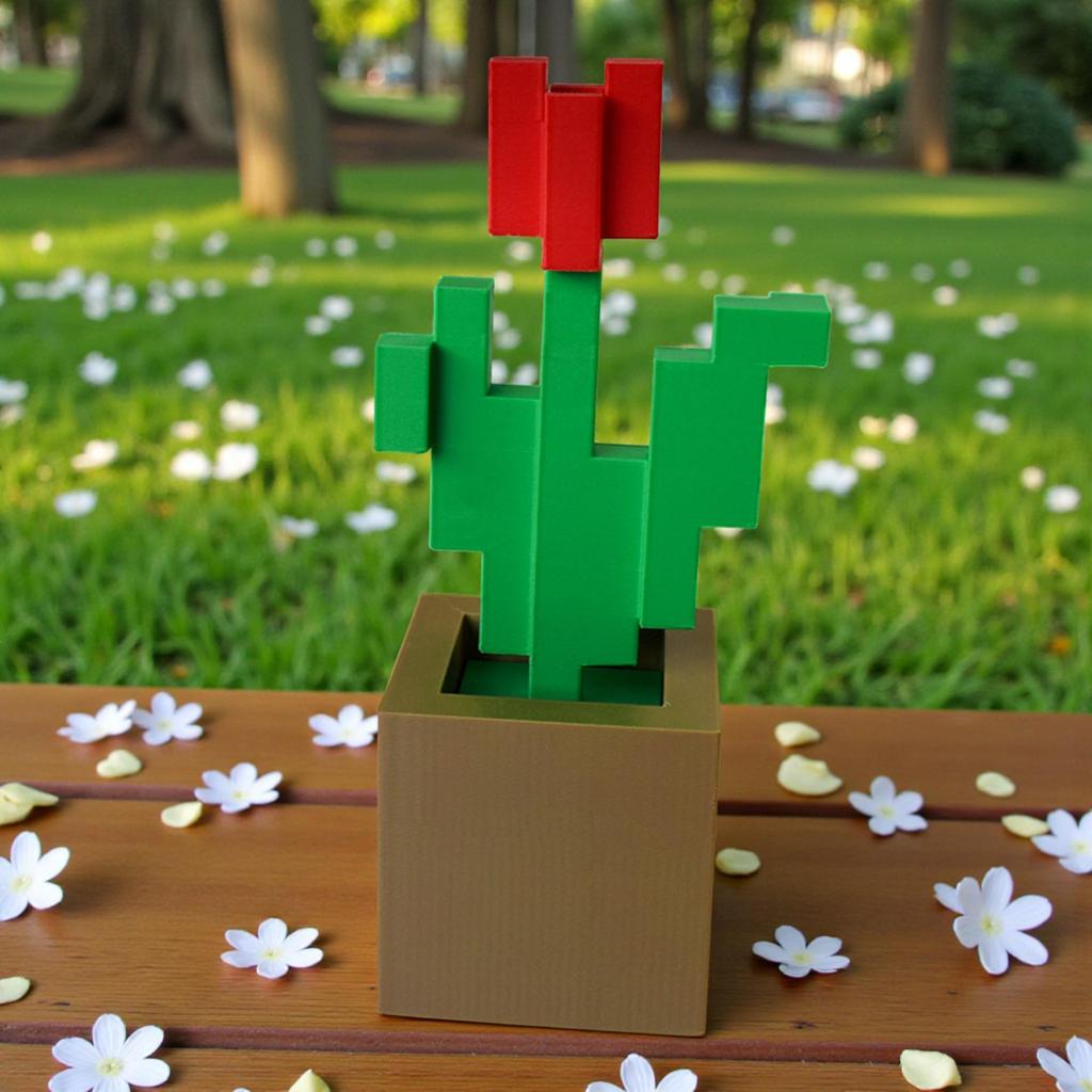 3D-печатная пиксельная коробка для хранения и горшок с цветами из Minecraft