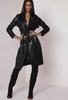 Lambskin Handmade Long Women's Black Trench Coat  Leather Genuine Party Stylish