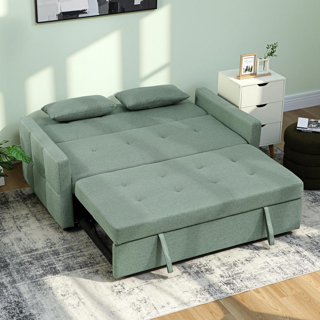 Three-Way Two-Seater Sofa Bed - Green