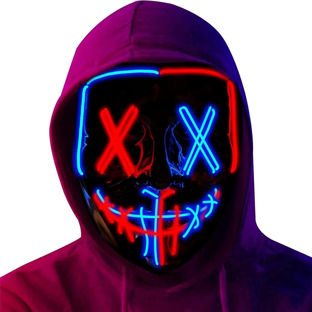 Poptrend Маска на Хэллоуин Маска со светодиодной подсветкой Страшная маска для фестиваля Косплея Хэллоуинский костюм Маскарадные вечеринки Карнавал Подарок