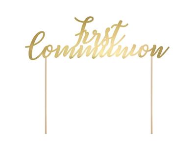 First Communion Cake Topper Gold