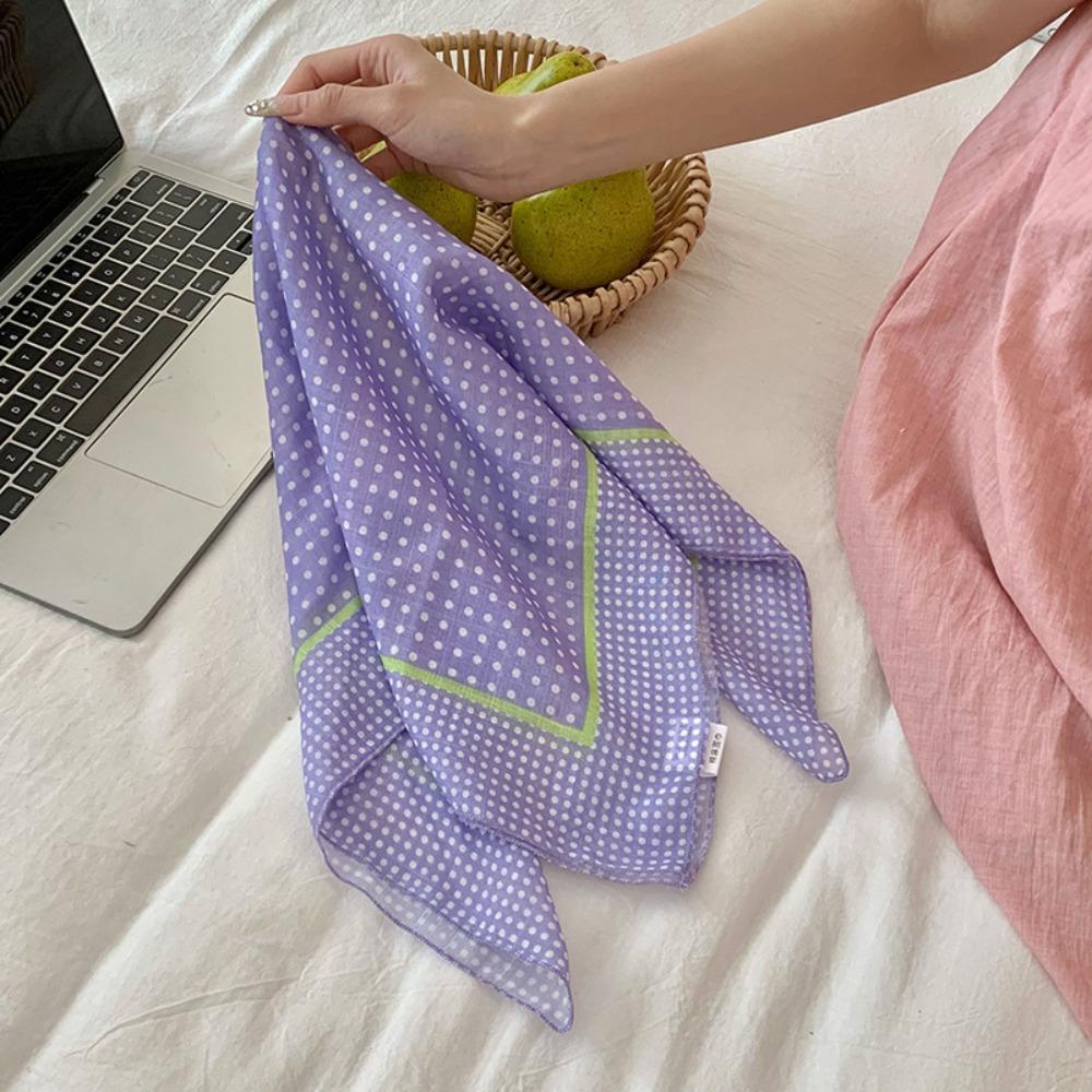 Sunscreen Small Square Scarf Neckerchief Headscarf Sweet Printed Silk Scarf  Girl