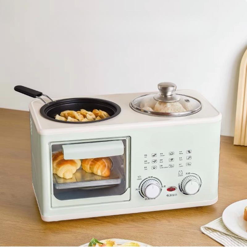 Многофункциональная домашняя электрическая машина для завтрака 4 в 1 Тостер Сковорода Мини-печь Хлебопечка Пиццамейкер Пароварка Кастрюля для варки