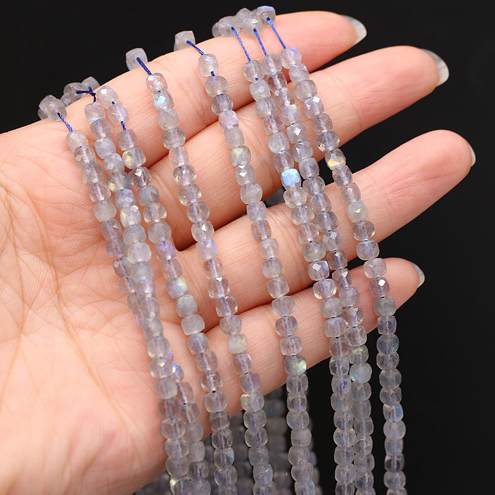 Бусины из натурального камня Лабрадорит 2/4 мм граненые квадратные бусины для изготовления ювелирных изделий своими руками ожерелье браслет аксессуары для ожерелья