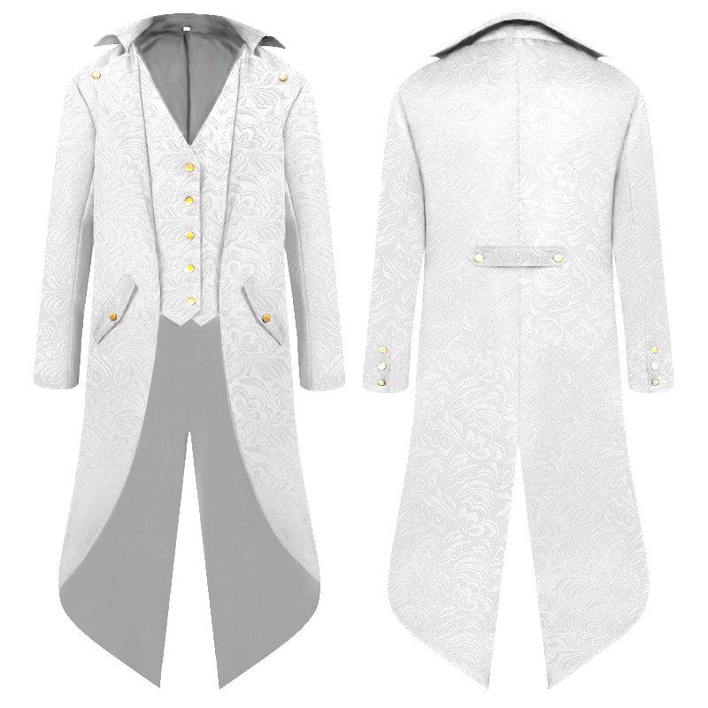 [Hot Sale] European and American Medieval Retro Coat Cosplay Costume Men's Mid-Length Punk Retro Tailcoat.