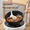 Multi-Use Mini Iron Wok: Non-Stick, Induction & Gas Compatible Flat Bottom Pan for Home & Outdoor Cooking