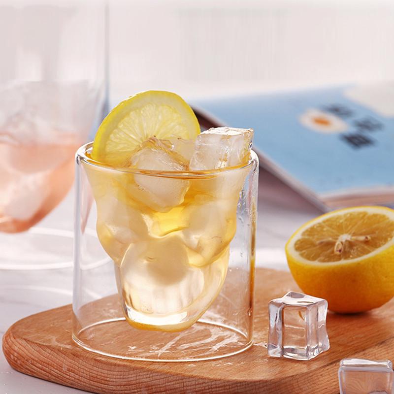 25ml Transparent Crystal Skull Head Glass Cup Bar Club Fashion Double Layer Wine Glass
