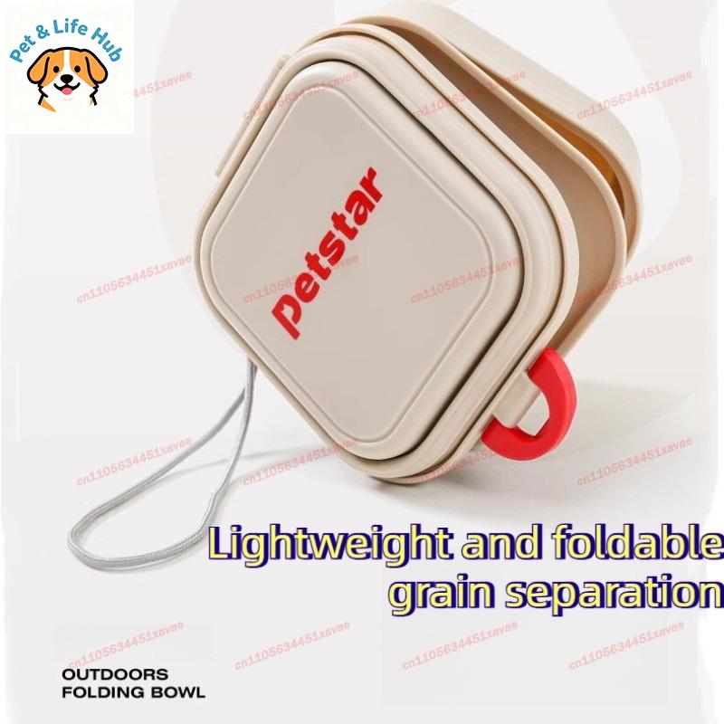 Collapsible Dog Water Bowl Portable 2-in-1 Pet Food Water Feeder with Lid Travel Dog Bowl for Outdoor Walking Camping Puppy Cat