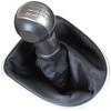 Seat Leon II 2005- BLACK-BEIGE gear shift knob + gaiter with CHROME frame 5 SPEEDS