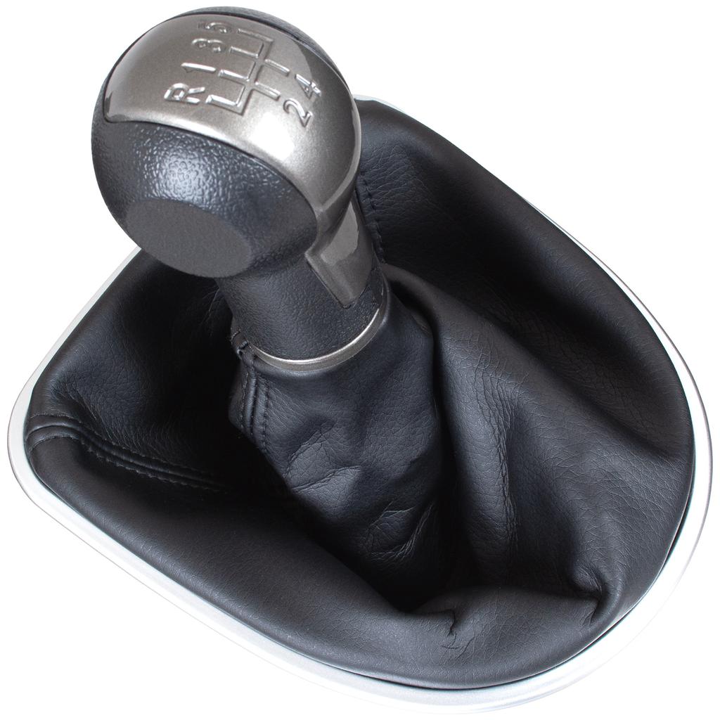 Seat Leon II 2005- BLACK-BEIGE gear shift knob + gaiter with CHROME frame 5 SPEEDS