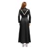 Womens Priest Cleric Cassocks Embroidered Cross Long Sleeve Back Zipper Long Robe