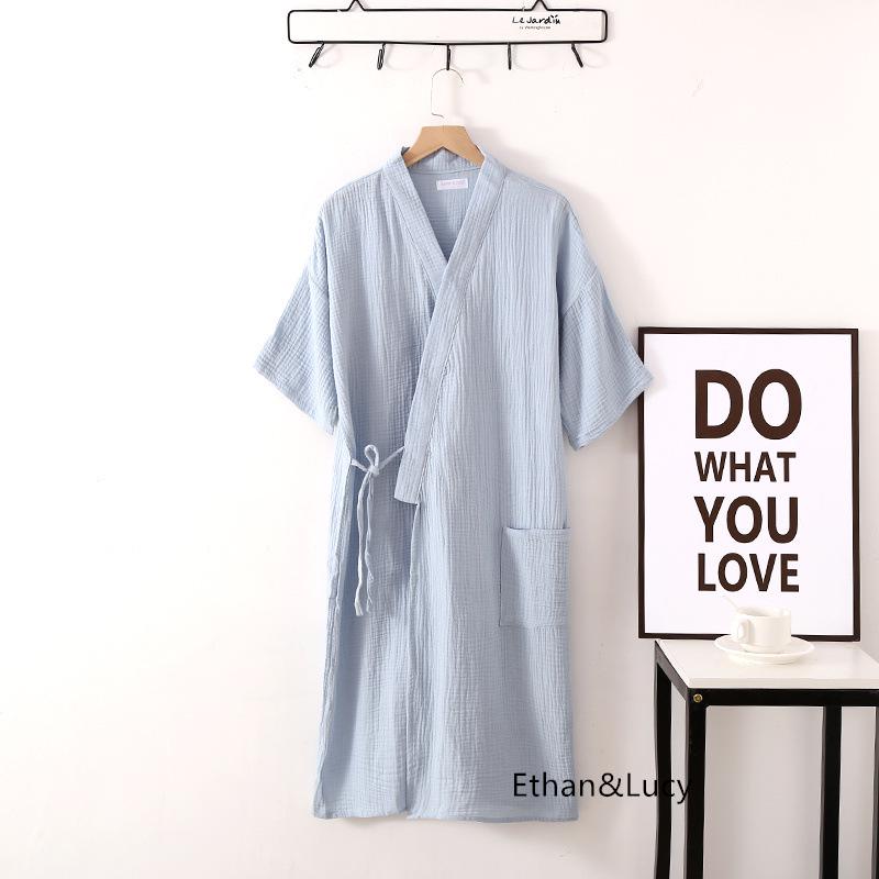 Летний унисекс-халаты из марлевого крепа с короткими рукавами и ночная рубашка - удобная одежда для дома и улицы