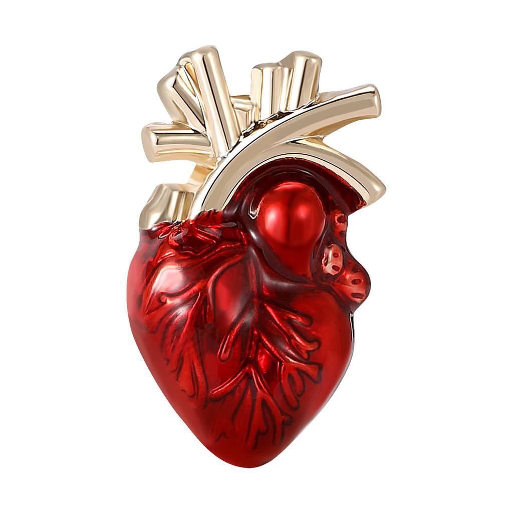 Human Body Organ Brooch Fashionable Alloy Heart Lapel Pin Accessory for Women and Girls Fashion Clothing Jewelry