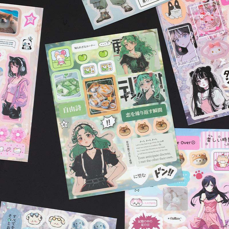 45 шт./книга Материал для блокнота в стиле старинных комиксов Декоративные наклейки Guka Канцелярия для ручного учета Книга наклеек с режущей пленкой