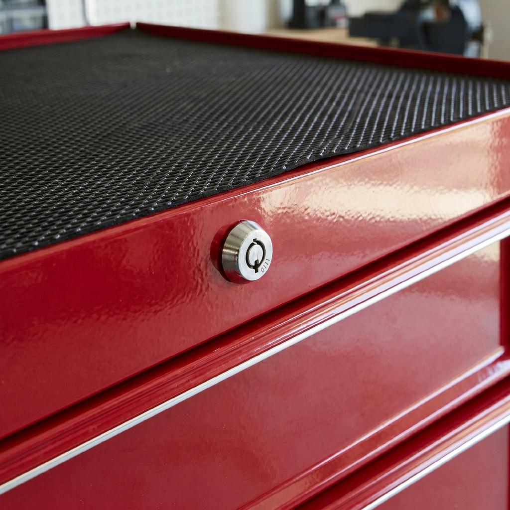 Tool Trolley On Wheels Workshop Cabinet Steel 5 Lockable Drawers 2 Keys 61.5 X 33 X 82.5 Cm Red