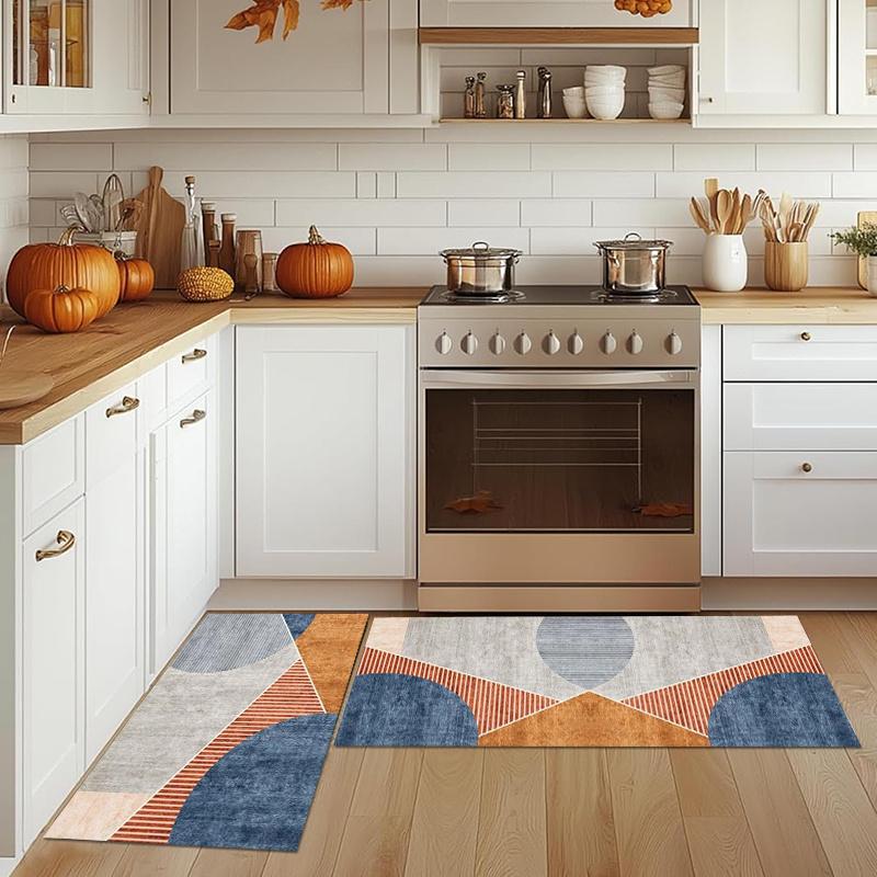 Abstract Geometry Kitchen Long Carpet Restaurant Flannel Floor Mat Door Mat Artistic Sense Simple Porch Entrance Anti Slip Rug