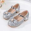 Детская мода для девочек Мэри Джейн для вечеринок, свадебных шоу, туфли из искусственной кожи с кристаллами 2024 года, универсальные мягкие туфли принцессы на низком каблуке для вечеринок и свадеб