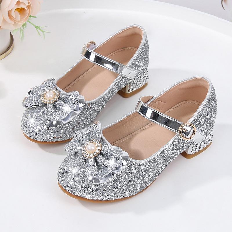 Детская мода для девочек Мэри Джейн для вечеринок, свадебных шоу, туфли из искусственной кожи с кристаллами 2024 года, универсальные мягкие туфли принцессы на низком каблуке для вечеринок и свадеб