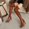 Women's High-heeled Boots, Sexy European and American Style Solid Color Pointed Thin-heeled Large-size Knee Boots