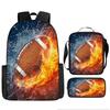 School Season Three-Piece Set School Bag Pencil Bag Lunch Bag Street Tide Basketball Football Picture Backpack Set