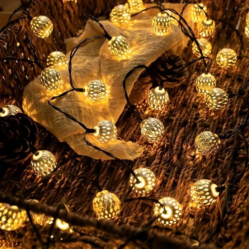 LED Moroccan Hollow Metal Ball String Lights Solar Powered-Perfect for Wedding,Party,Birthday,Garden/Yard Outdoor Decorative/decor for Room