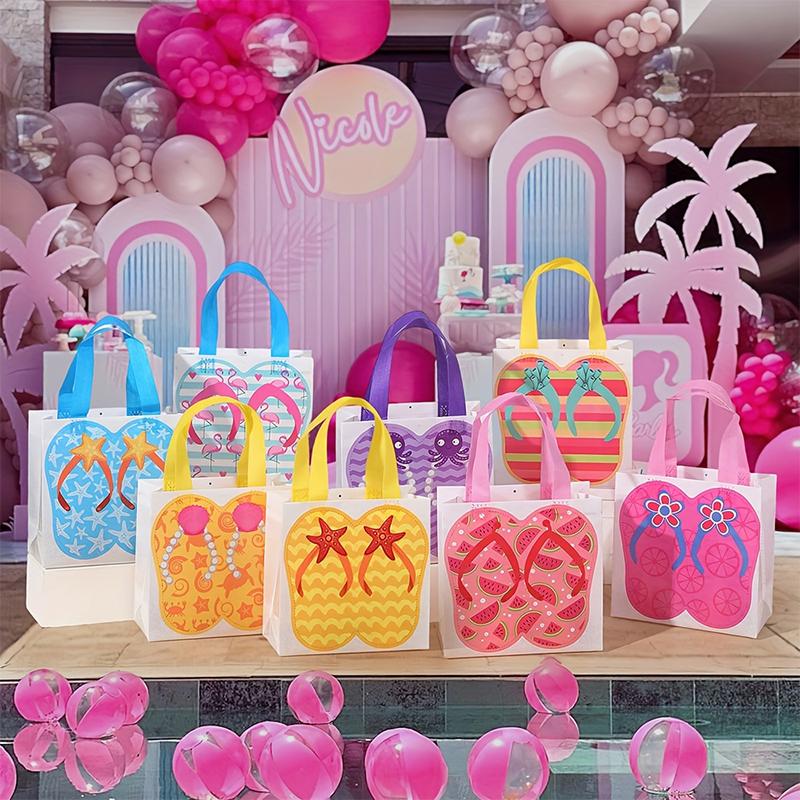12Pcs Gift Bag Beach Non-Woven Tote Bag Flip Flop Pattern Tote Bag Gift Beach Waterproof Tote Bag Waterproof Multicolor