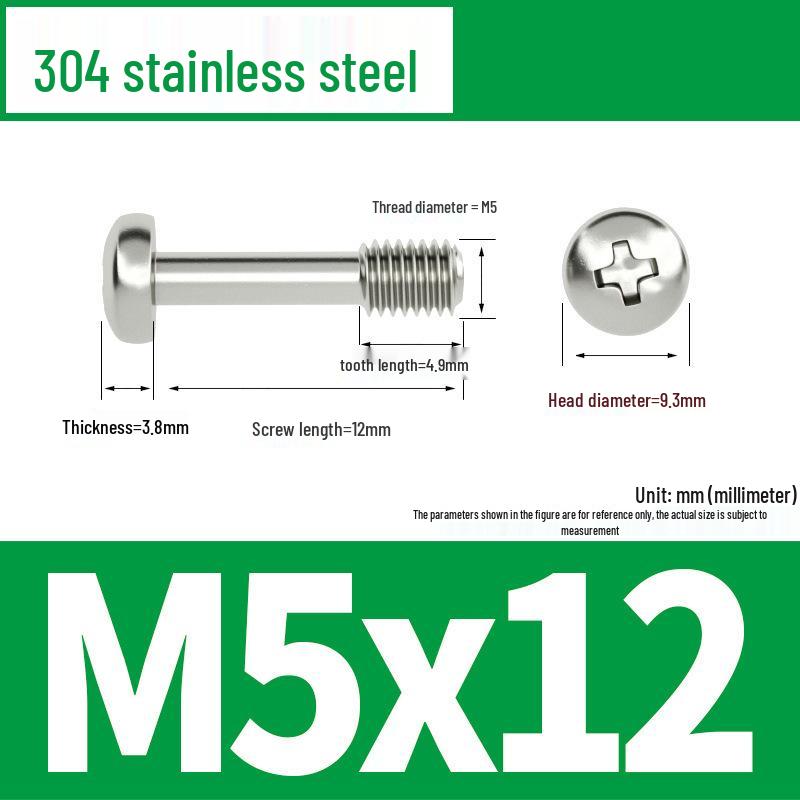 Yigu 304 Stainless Steel Phillips Round Head Captive Screws - M2/M3/M4 Half Thread Pan Head Machine Screws