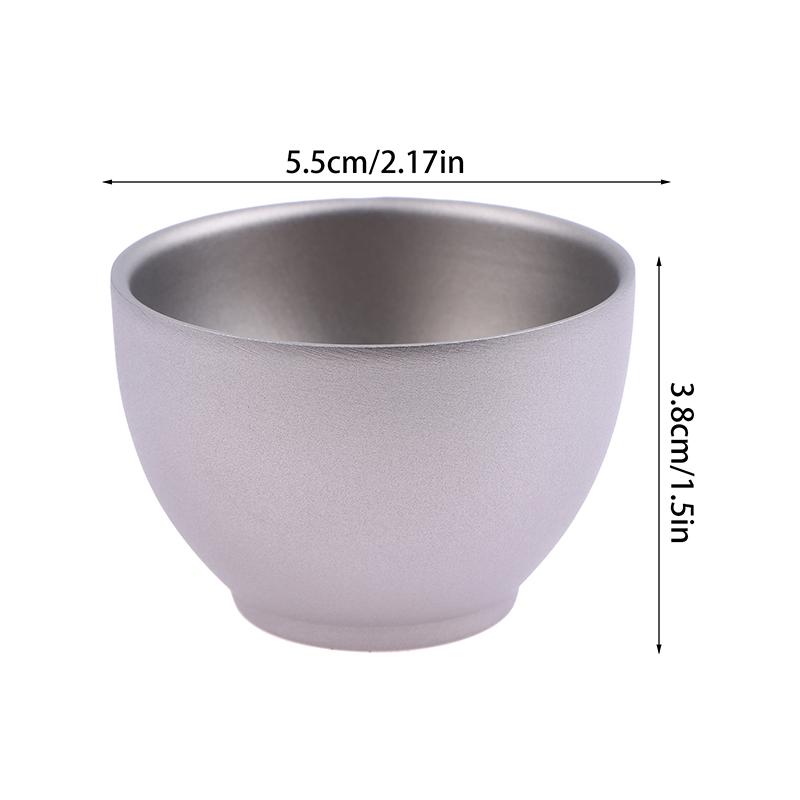 1/4Pcs Pure Titanium Double-Layer Small Tea Cup Outdoor Portable Traveling Picnic Cookware Single-Person Tea Cup Hiking Tea Cups