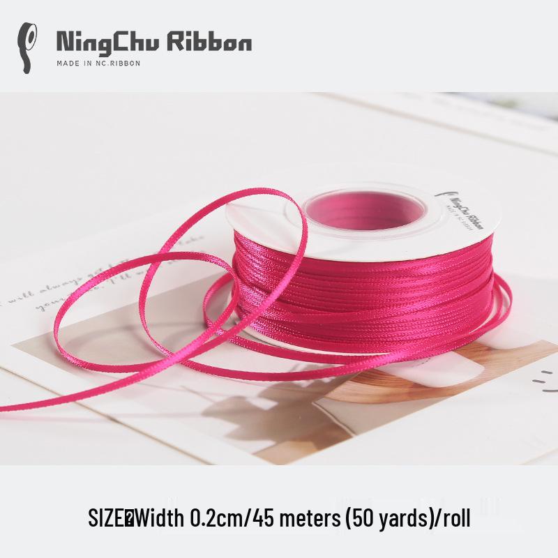 Двусторонняя атласная лента 2 мм для закладки, свадебных бантов и подарочной упаковки