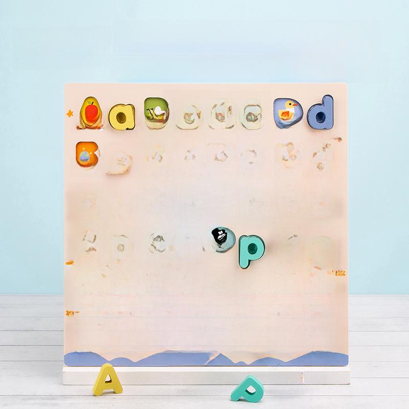 Деревянный обучающий пазл: 3D-конструкторы для детей от 3 до 6 лет — английские буквы и цифры.