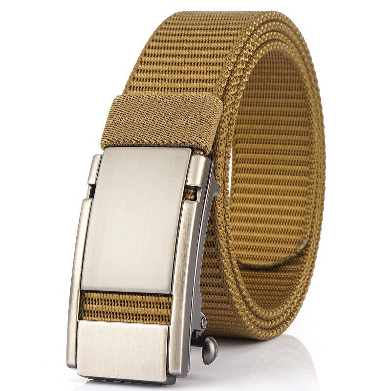 Новый мужской ремень для поездок на работу с автоматической пряжкой из нейлона, универсальный двухслойный толстый ремень для отдыха на природе