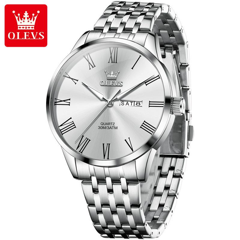 OLEVS Mens Watches Quartz Business Dress Watch Day Date Stainless Steel Classic Luxury Luminous Waterproof Casual Male Wrist Watches