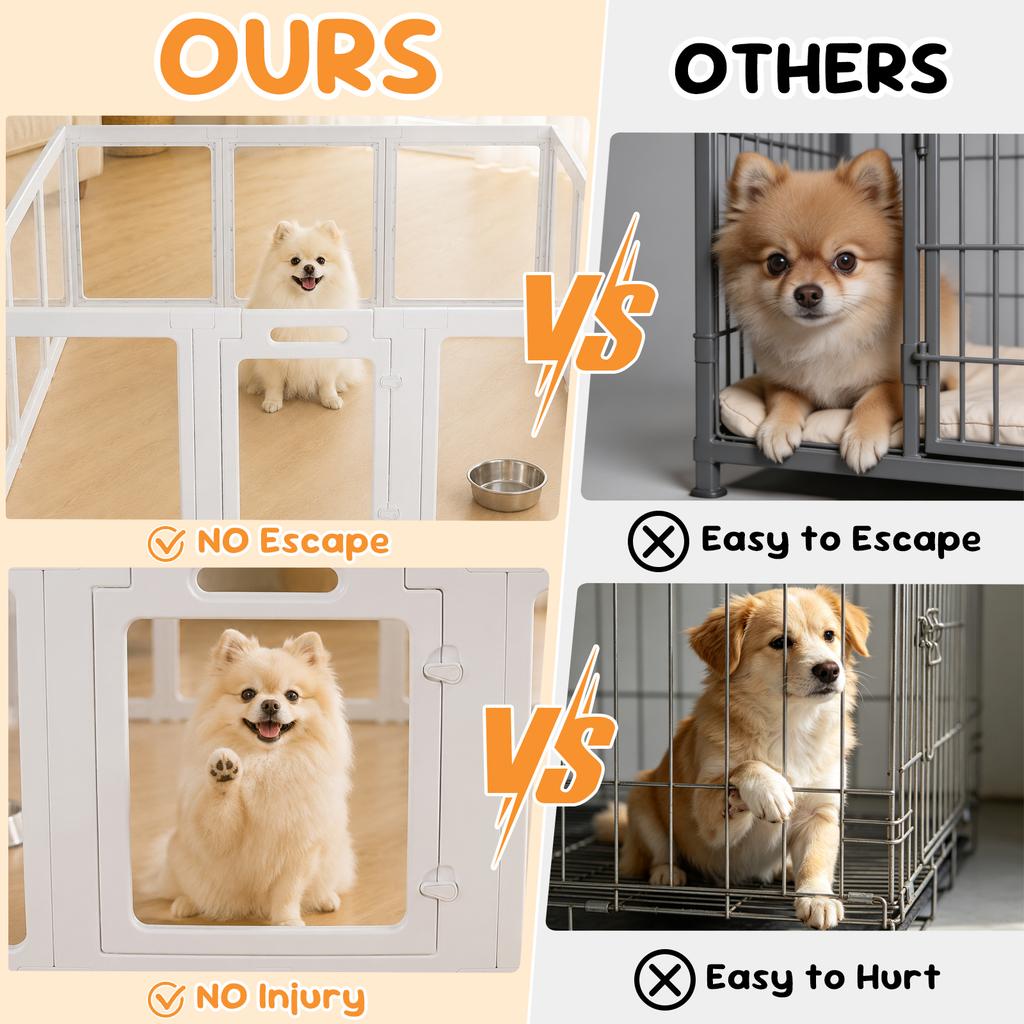 Clear Acrylic Dog Playpen Indoor, Transparent Fence for Puppy Rabbit and Cat, Easy Assemble Plastic Playard 12 Panels