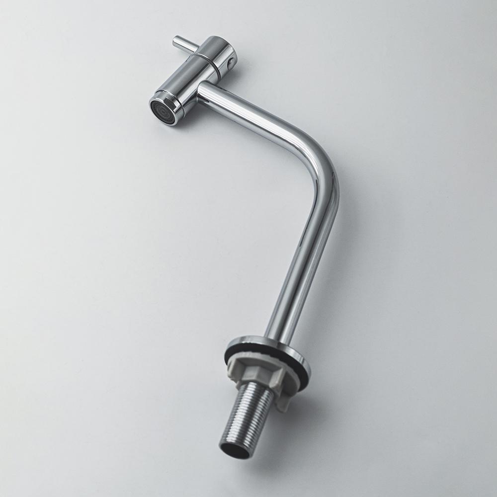 Modern Design Chrome Stainless 304 Brass Water Tap Deck Mounted Long Neck CP Pillar Tap for Kitchen or Outdoor Basin Use