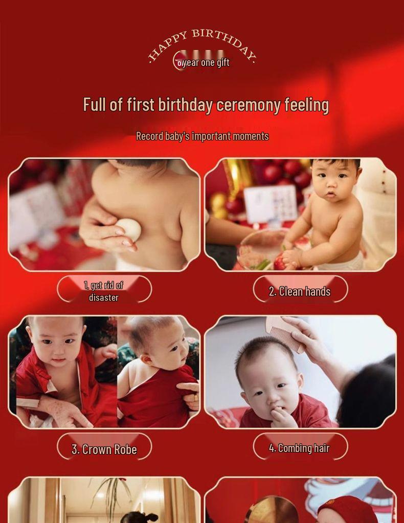 First Birthday Wall Decoration Kit for Boys & Girls - Complete Zhua Zhou Props & KT Board Set