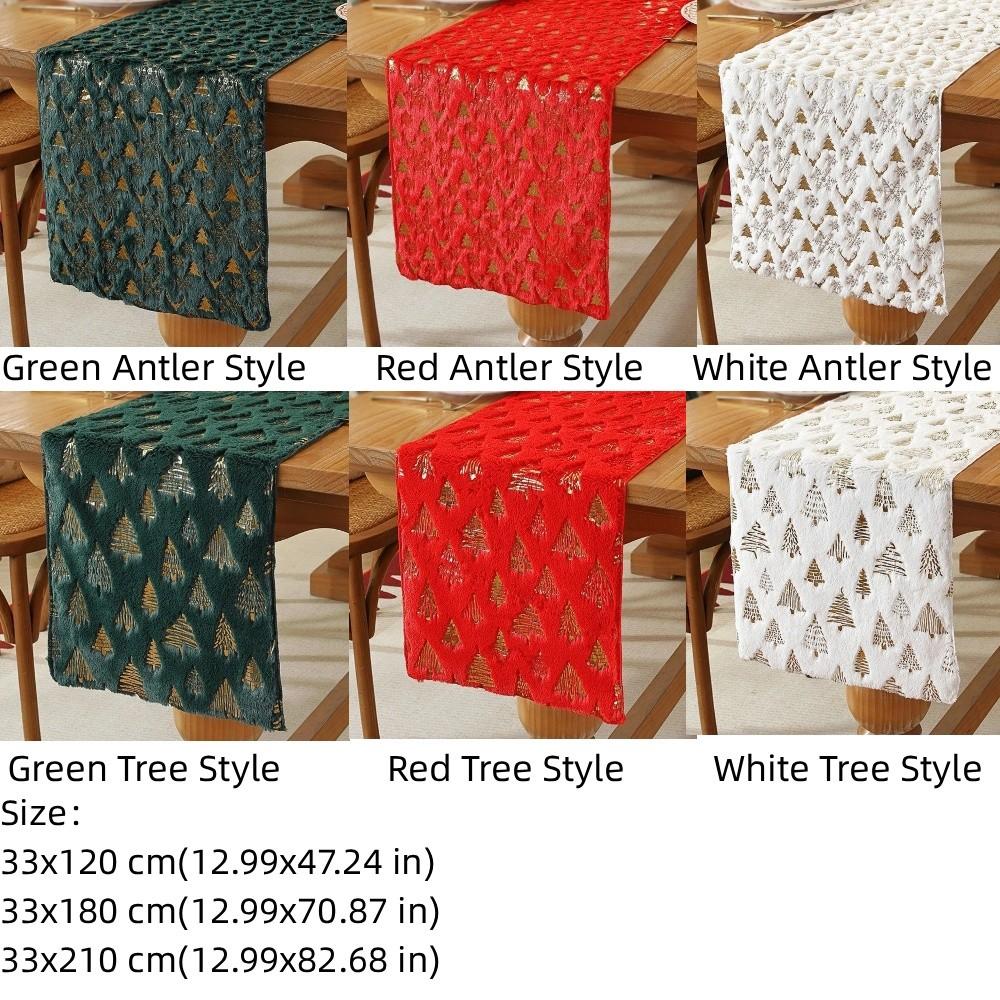 Embroidered Christmas Table Runner Christmas Tree Pattern Cabinet Cover Towel Winter