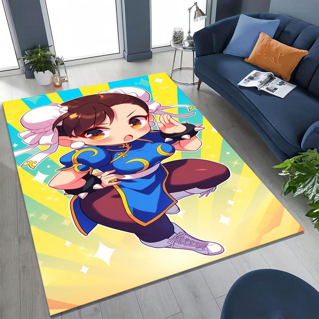 Ретро Коврик с персонажами игры Street Fighter 6, мультяшный коврик с Чун-Ли для спальни, гостиной, дивана, домашний коврик для входной двери, декор, нескользящий коврик для пола