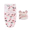 2PCS Cotton Newborn Sleepsack Baby Swaddle Blanket Wrap Hat Set Infant Adjustable New Born Sleeping Bag Muslin Blankets 0-6M