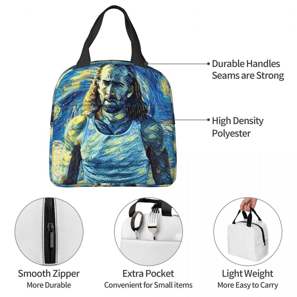 Nicolas Cage Stage Insulated Lunch Bag for Kids School Cooler Thermal Food Box Tote Leakproof Lunch Boxes Container