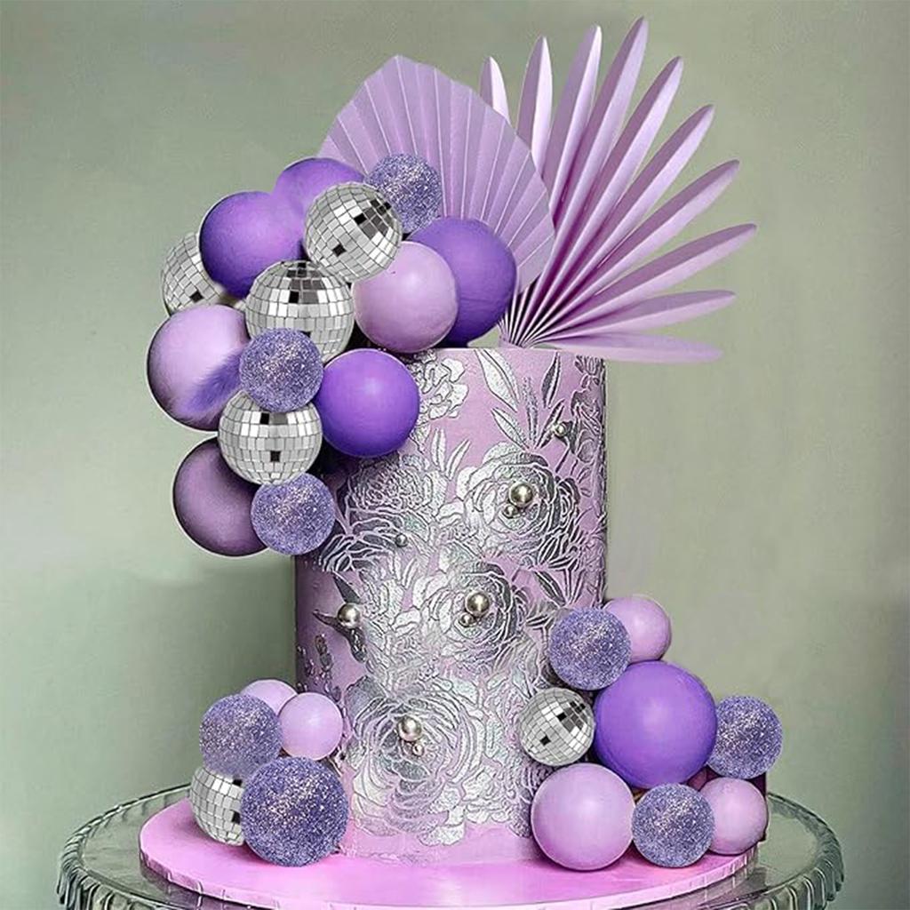 33PCS Balls Cake Toppers Palm Leaves Cake Decorations for Birthday Wedding Baby Shower Party Supplies Mother's Day