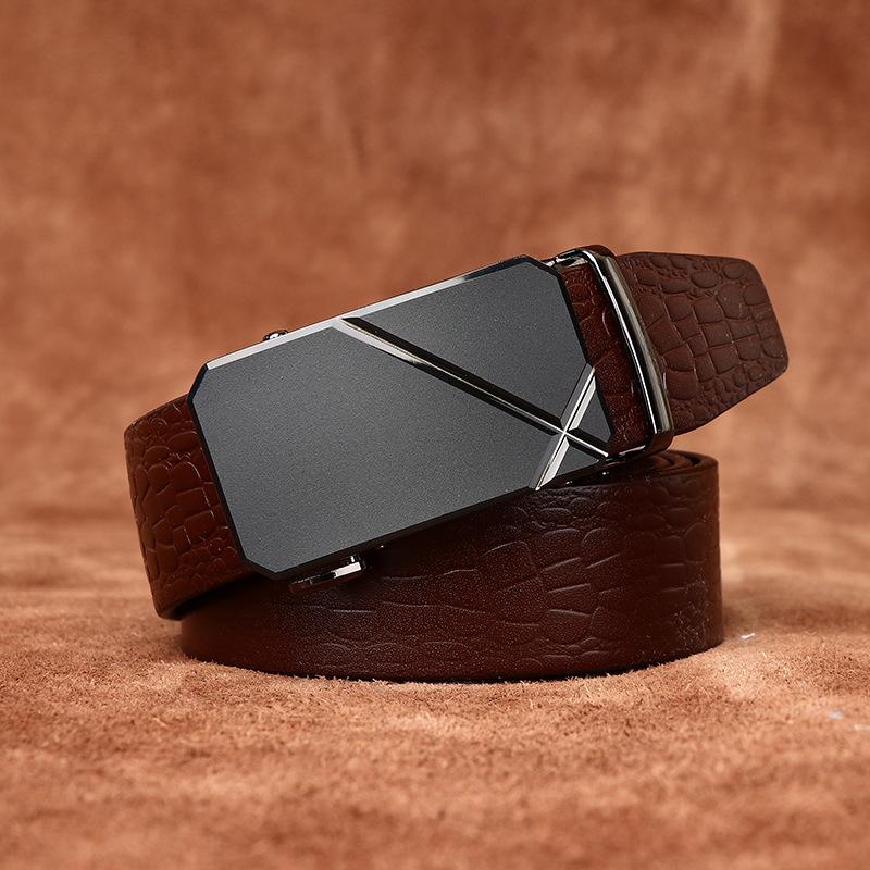 Мужской ремень деловой повседневный с тиснением под крокодила, натуральная кожа крупного рогатого скота, комфортный ремень с застежкой-молнией