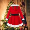 Детские рождественские платья Санты для девочек, рождественский нарядный карнавальный костюм с длинными рукавами