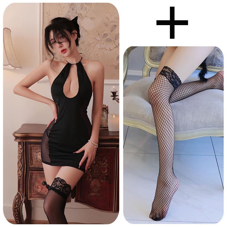 Dress Hanging Neck Tight Fitting,eep V-short Hip Hugging Skirt with Exposed Breasts Sexing Clothes for Women Erotic Lingerie Xxx