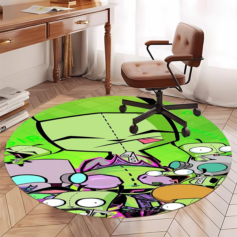 Invader Zim Printed Round Rug Carpet Chair Rug Area Rug Entryway Doormats,for Office Chair Living Room Bedroom Kitchen Room.