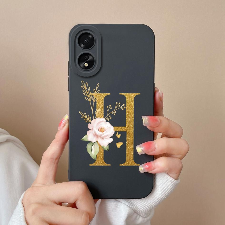 For OPPO Realme Narzo 60 Pro C51 11 Pro Plus A2 A58 A98 Phone Case Fashion Protective A-Z Flower Matte Liquid Silicone Soft Back Cover For OPPO Bumper