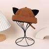 Cute Cat Ears Brimless Hat Adjustable Woman's Landlord Hat Creative Solid Color Docker Hat  Camping