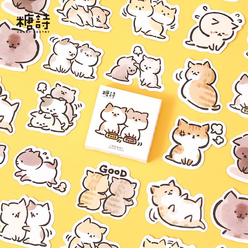 45Pcs/Box Black Cat Theme Stickers Decoration Kawaii Cute Cats Stickers Self-adhesive Scrapbooking Stickers For Laptop Planners KTY